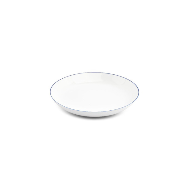 BonBistro - Diep bord 27xH4cm coupe blue rim Basic White (Set van 6)