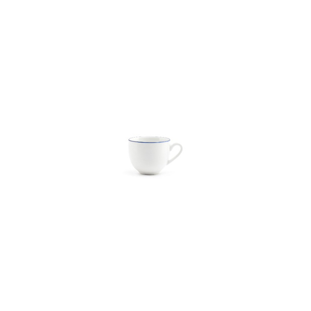 BonBistro - Mokkakop 10cl blue rim Basic White (Set van 6)