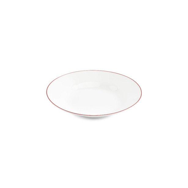 BonBistro - Diep bord 23xH4cm burgundy rim Basic White (Set van 6)