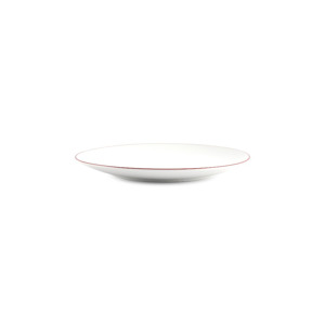 BonBistro Plat bord 24cm coupe burgundy rim Basic White (Set van 6) 5410595767328