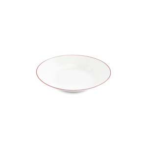 BonBistro Diep bord 23xH4cm burgundy rim Basic White (Set van 6) 5410595767281