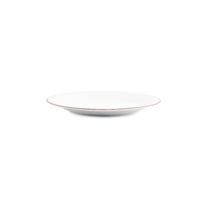 BonBistro Plat bord 24cm burgundy rim Basic White (Set van 6) 5410595767267