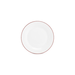 BonBistro Plat bord 27cm burgundy rim Basic White (Set van 6) 5410595767274