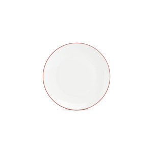 BonBistro Plat bord 26,5cm coupe burgundy rim Basic White (Set van 6) 5410595767335