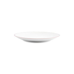 BonBistro Plat bord 26,5cm coupe burgundy rim Basic White (Set van 6) 5410595767335